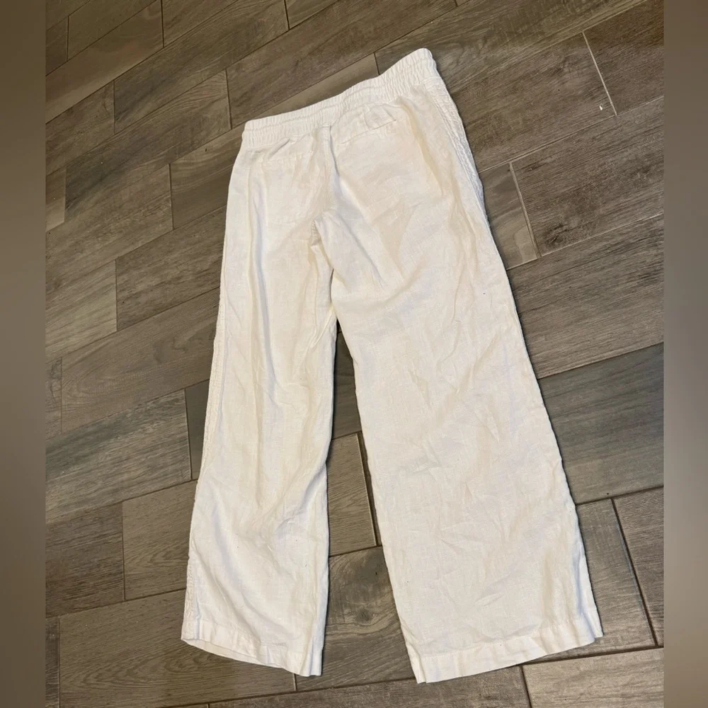 White Athleta Cabo Linen Wide Leg Pants - Picture 4 of 5